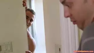 فرك الخشب الساخن الأبنوس مع الحراس الطبيعيين الكبار ، كس في المجد