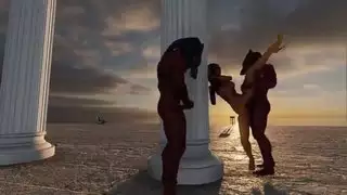أنوبيس المظلم يحشر زبه القاسي في كس مصري عاري